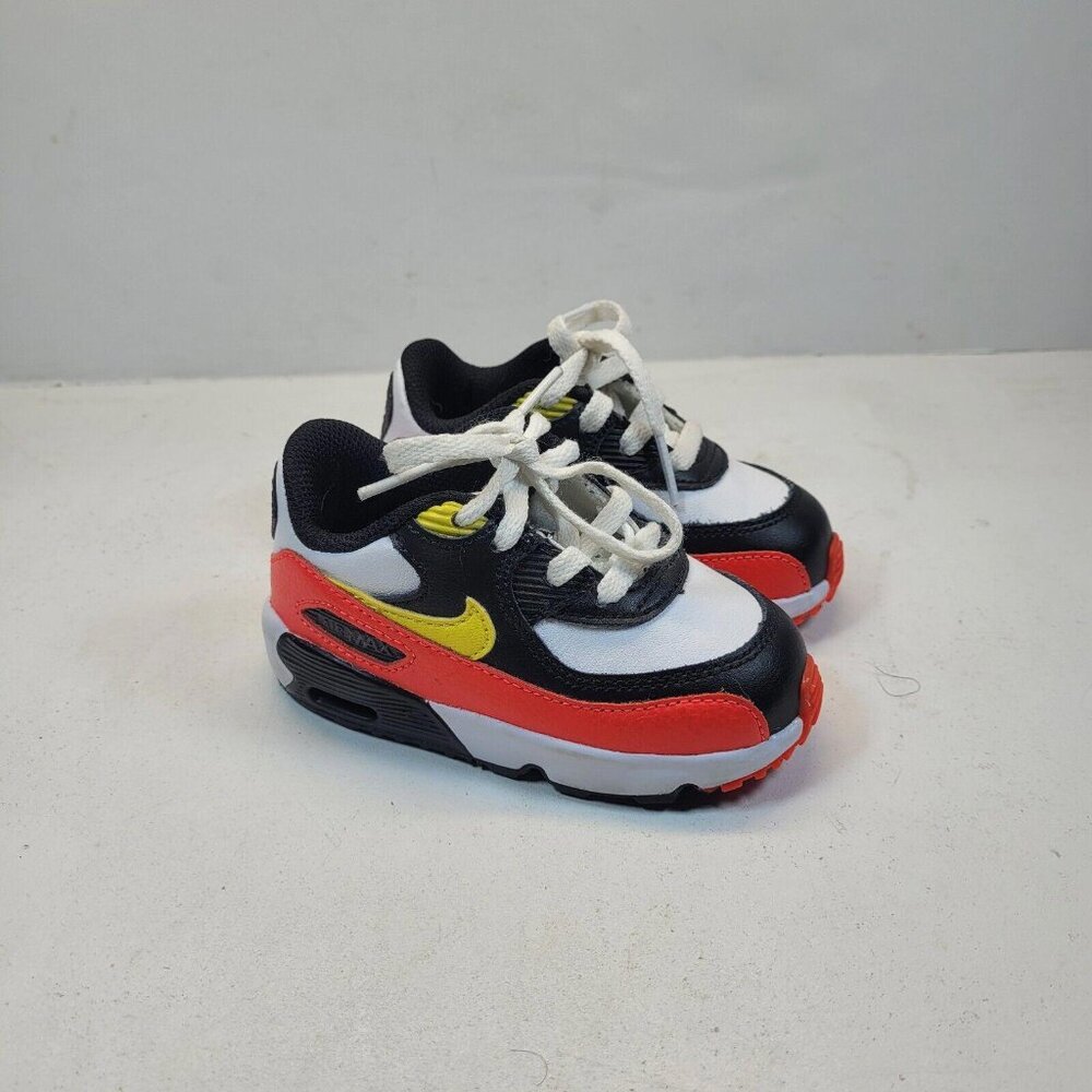 Nike Air Max 90 Kids Sz 6c Toddler Leather Black Red Shoes Sneakers 833416-120